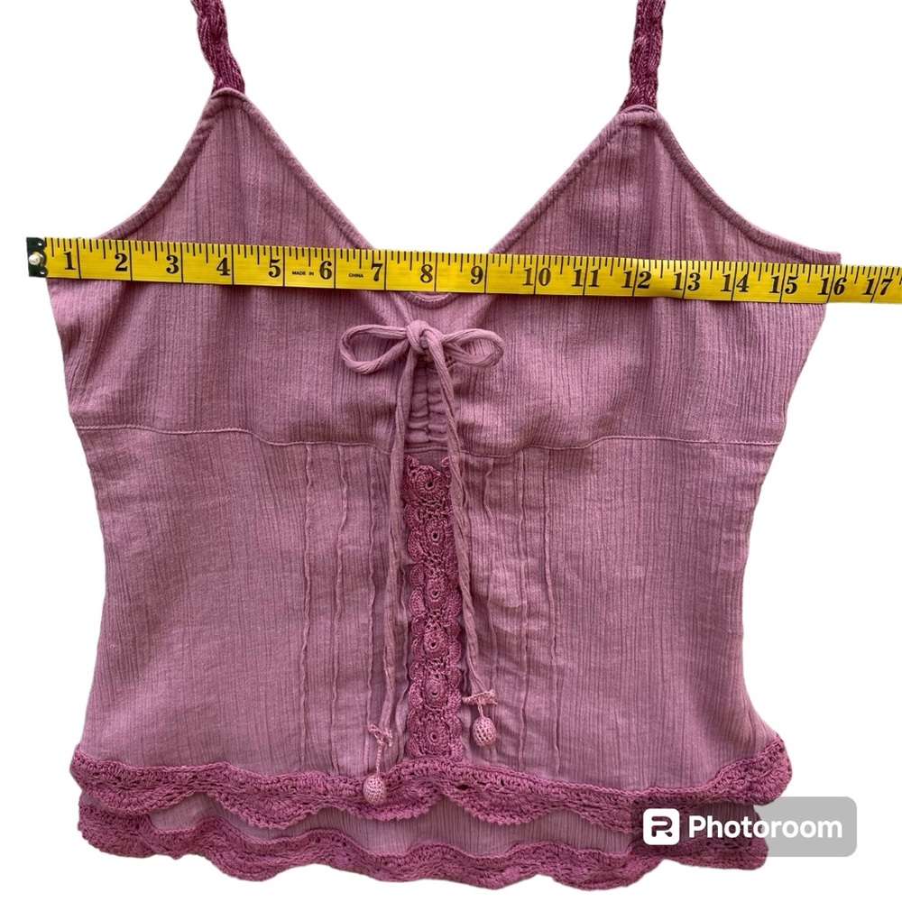 Tracy Porter Tank Top Boho Mauve/Pink Crochet Babydoll Women’s Size 6-8 EUC - Picture 12 of 15